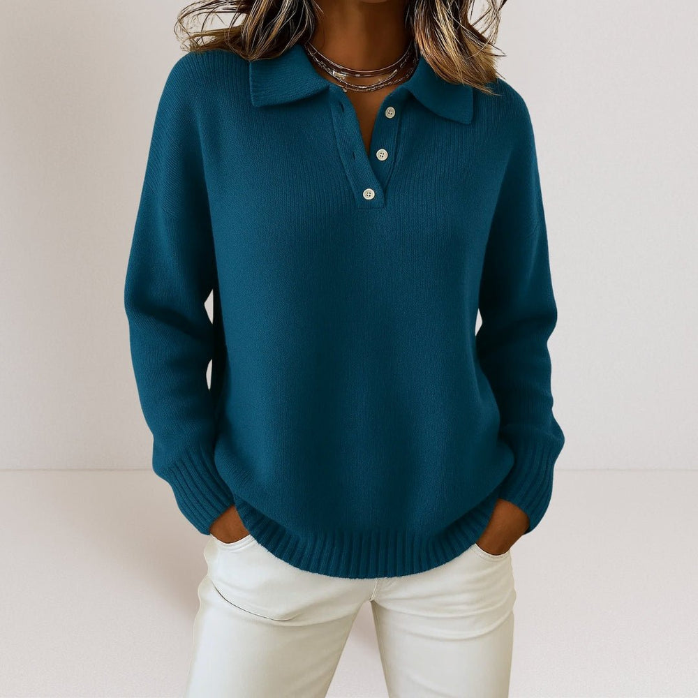 Valentina | Polo Collar Ribbed Knit Jumper