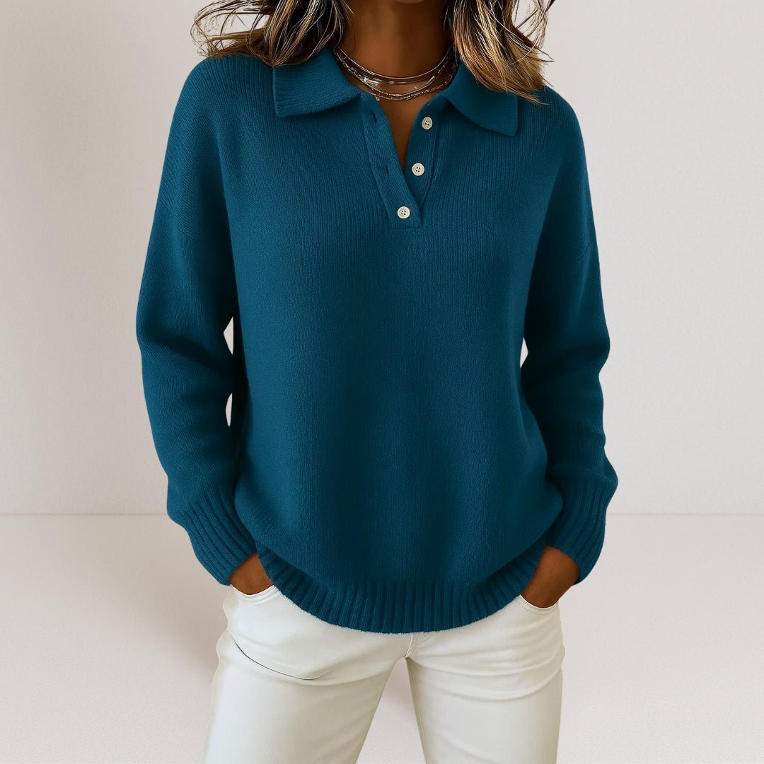 Valentina | Polo Collar Ribbed Knit Jumper