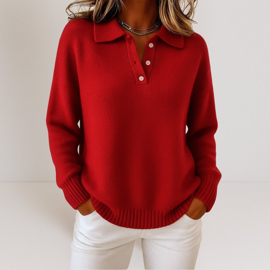 Valentina | Polo Collar Ribbed Knit Jumper