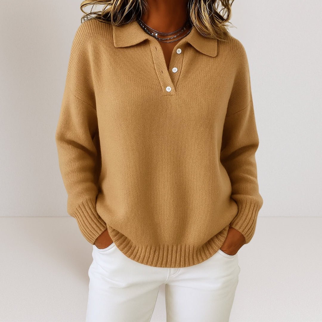 Valentina | Polo Collar Ribbed Knit Jumper