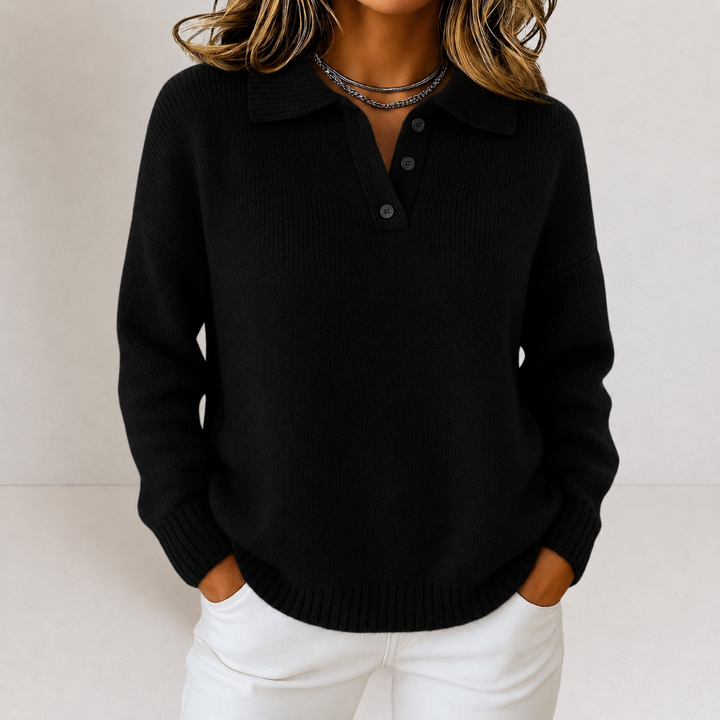 Valentina | Polo Collar Ribbed Knit Jumper