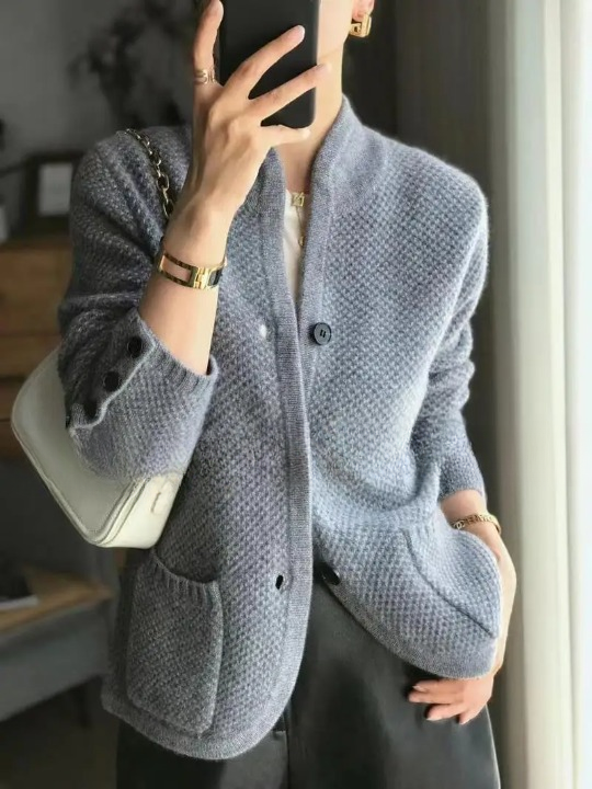 Whitney | Textured Knit Button-Front Cardigan