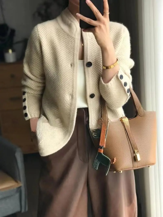 Whitney | Textured Knit Button-Front Cardigan