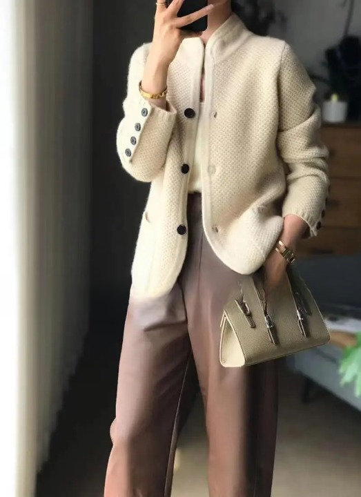Whitney | Textured Knit Button-Front Cardigan