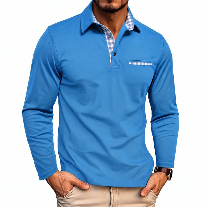 Zane | Long Sleeve Check Collar Polo Shirt