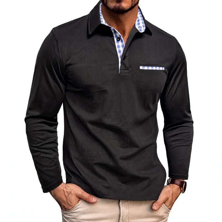 Zane | Long Sleeve Check Collar Polo Shirt