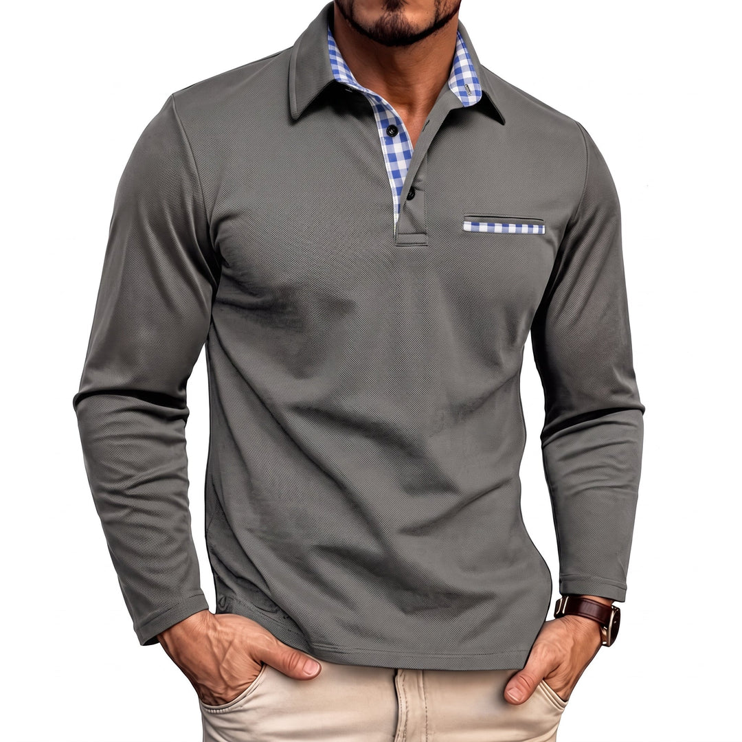 Zane | Long Sleeve Check Collar Polo Shirt