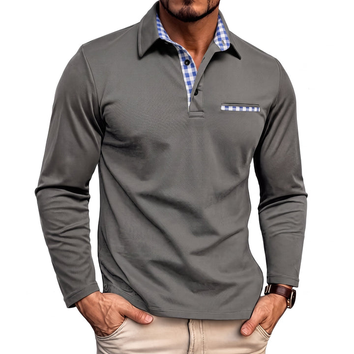 Zane | Long Sleeve Check Collar Polo Shirt