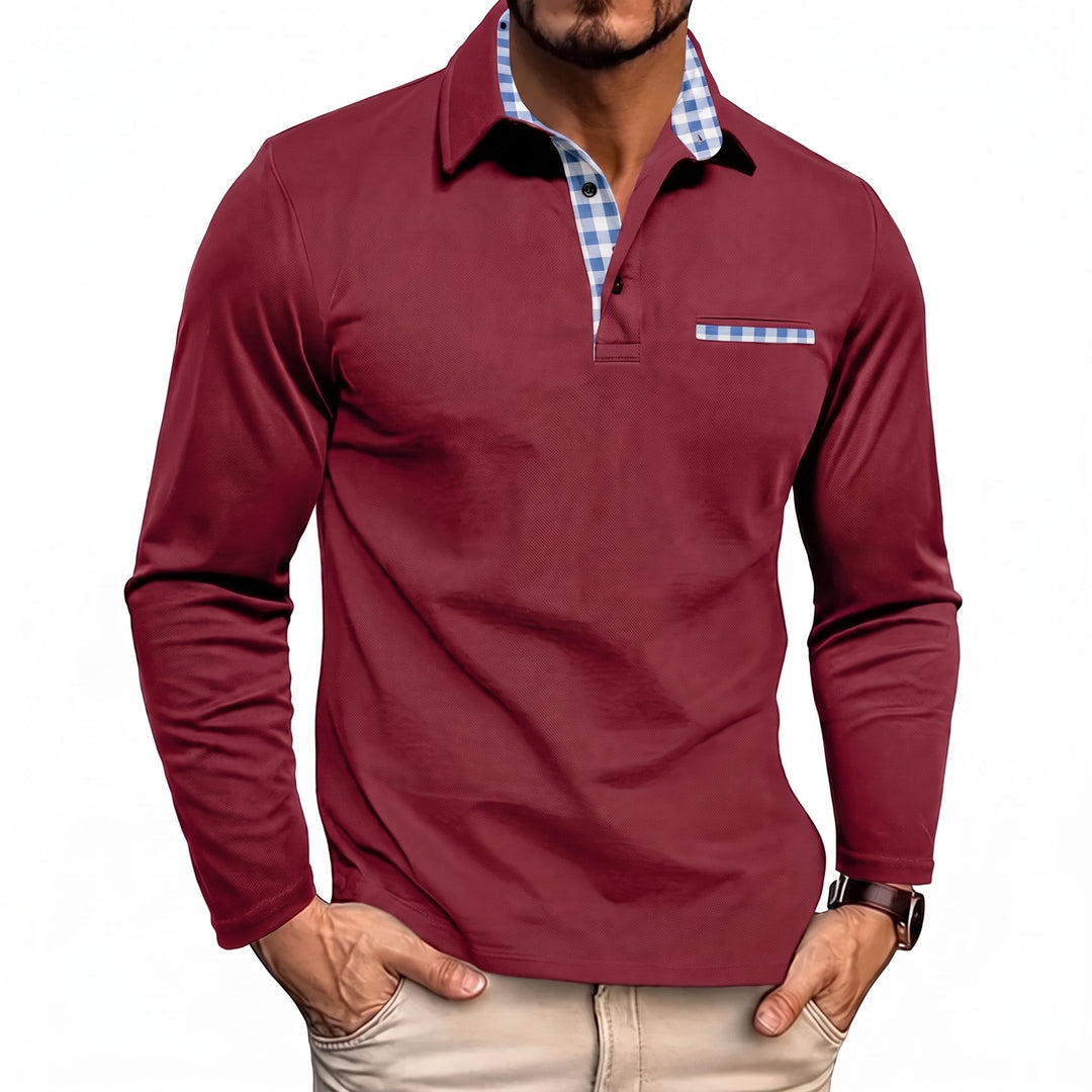 Zane | Long Sleeve Check Collar Polo Shirt