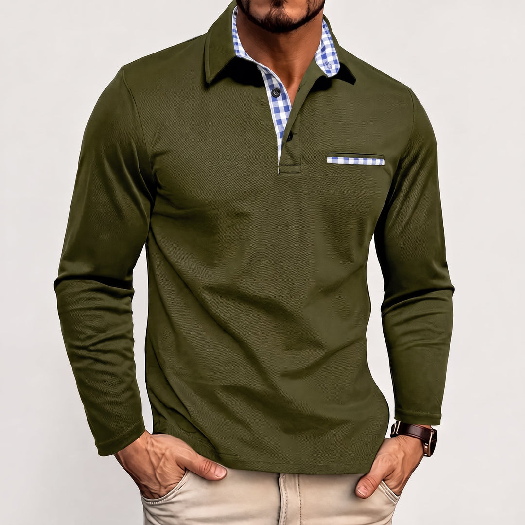 Zane | Long Sleeve Check Collar Polo Shirt