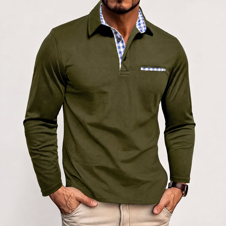 Zane | Long Sleeve Check Collar Polo Shirt