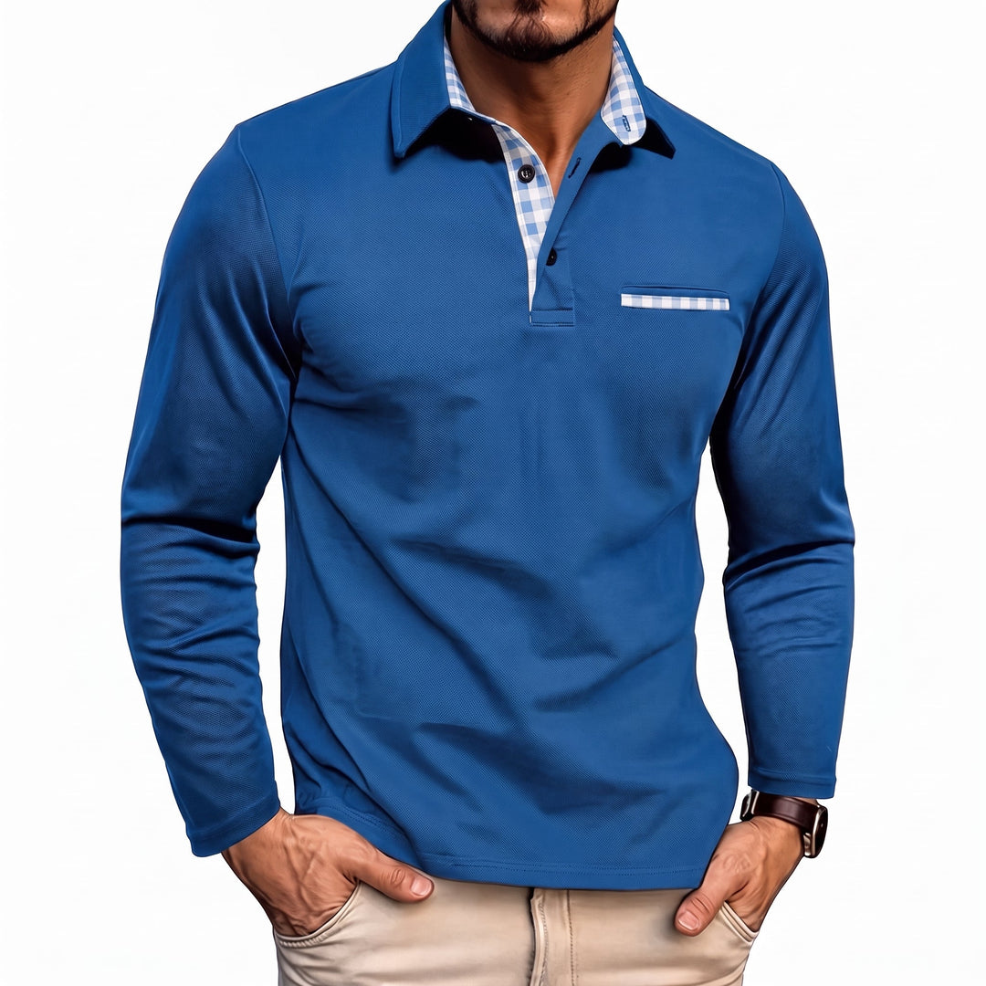 Zane | Long Sleeve Check Collar Polo Shirt