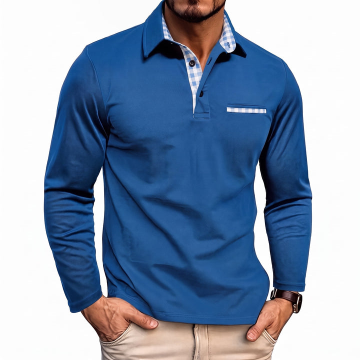 Zane | Long Sleeve Check Collar Polo Shirt